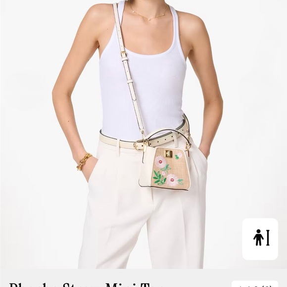 🌸 KATE SPADE “Phoebe” Straw Mini Top Handle Crossbody — Floral Embroidered 🌸 - Picture 1 of 11